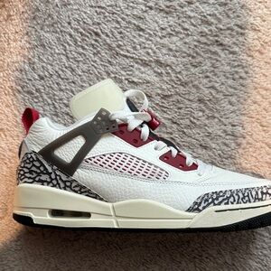 Jordan White Red Gray Elephant Print Sneakers